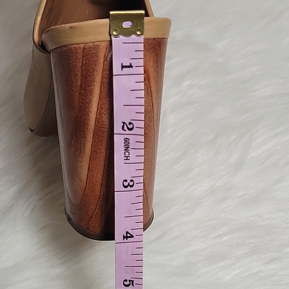 Tory Burch Raya tumbled leather sand /camel tan slide mules women's size 8.5 - Picture 7 of 12
